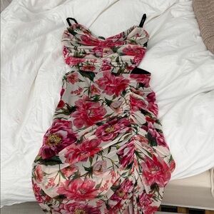 Express Pink Floral Midi Dress
